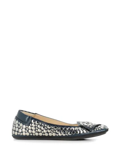 Dove Nuotano Gli Squali Stud-embellished Leather Ballet Flats In Black