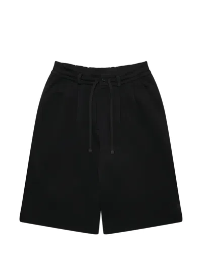 Dover Street Market Drawstring-detail Pleated Cotton Shorts In Black