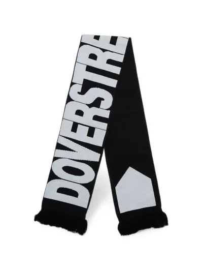 Dover Street Market Logo-intarsia Fringed Scarf In Black