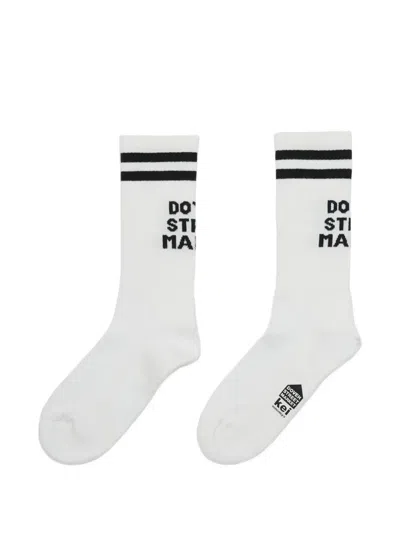 Dover Street Market Logo-intarsia Striped Socks In White
