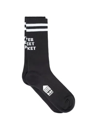 Dover Street Market Logo-print Striped Socks In Black