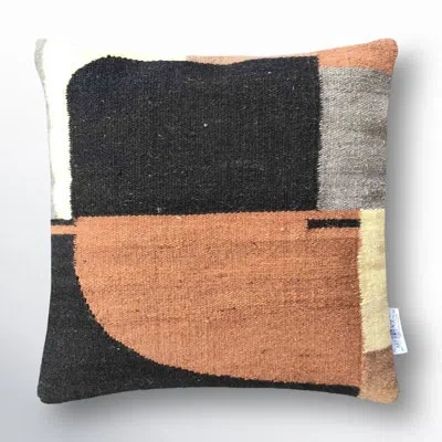 Dovetail Furniture 100% Wool Throw Square Pillow Cover & Insert In Ivory,brown,black