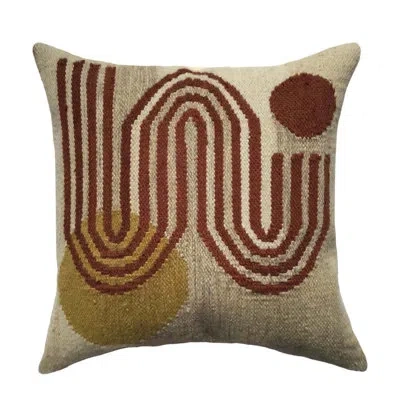 Dovetail Furniture Ailsa 20" X 20" Wool Square Throw Pillow, Brown Multicolor
