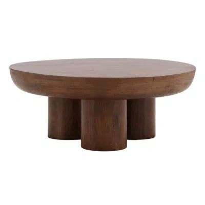 Dovetail Furniture Bruce Solid Wood Single Coffee Table In Brown;medium Wood