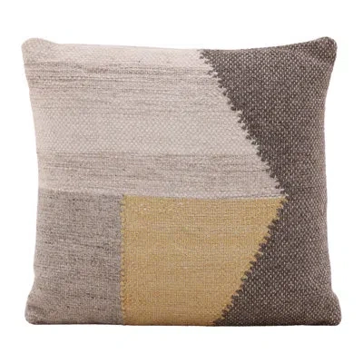 Dovetail Furniture Christensen Handwoven Wool Pillow, Yellow Multicolor - In Yellow,brown,ivory,gray.