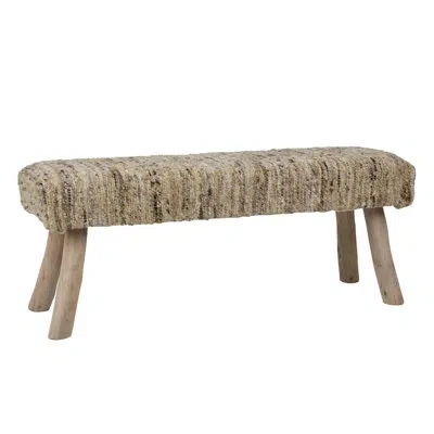 Dovetail Furniture Fidel Handwoven Wool Upholstered Bench In Brown