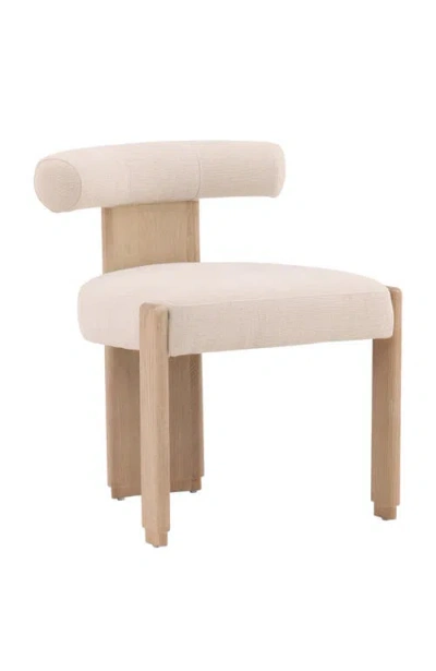 Dovetail Furniture Giselle Upholstered Dining Chair With Wood Frame In Cream