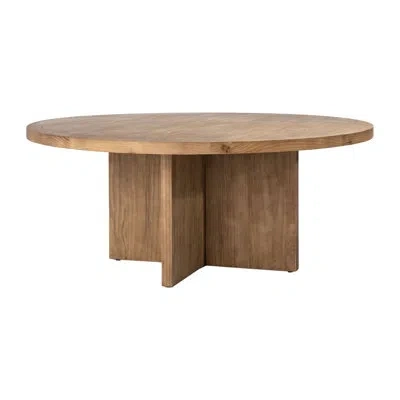 Dovetail Furniture Harley Solid Wood Pedestal Dining Table In Natural Wood