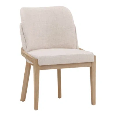 Dovetail Furniture Juna Linen Upholstered Dining Chair With Elm Wood Frame In Off-white