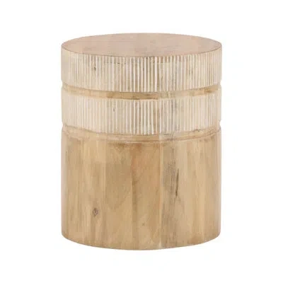 Dovetail Furniture Malvina 15" Round Mango Wood End Table, Natural