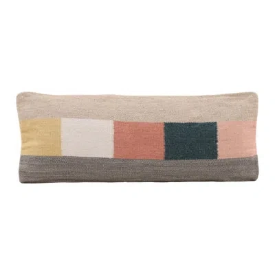 Dovetail Furniture Raleigh Handwoven Wool Pillow, Multicolor In Yellow,brown,ivory,black,coral