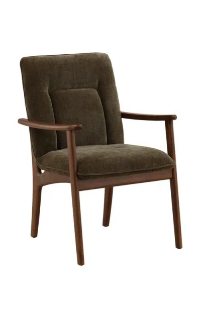 Dovetail Furniture Vera Velvet Upholstered Dining Chair With Wood Frame In Olive