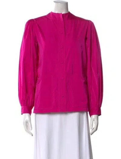 Pre-owned Dovima Paris Mock Neck Long Sleeve Blouse In Pink