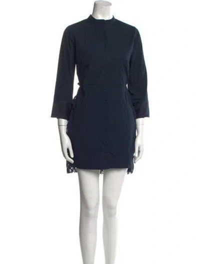 Pre-owned Dovima Paris Mock Neck Mini Dress In Blue