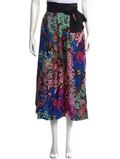 Pre-owned Dovima Paris Silk Midi Length Skirt In Multi