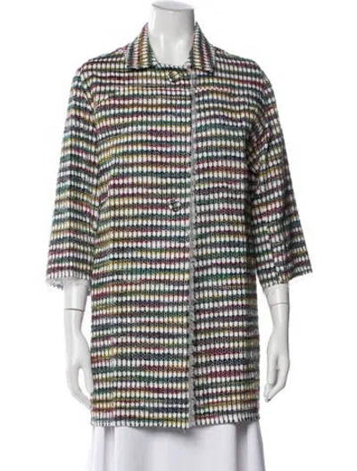 Pre-owned Dovima Paris Silk Plaid Print Coat In Multi