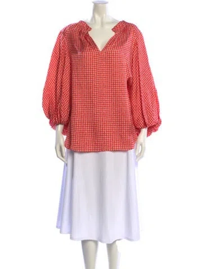 Pre-owned Dovima Paris Silk Printed Tunic In Orange