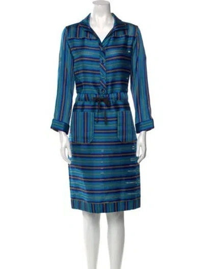 Pre-owned Dovima Paris Striped Knee-length Dress In Blue