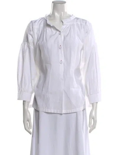 Pre-owned Dovima Paris Three-quarter Sleeve Blouse In White