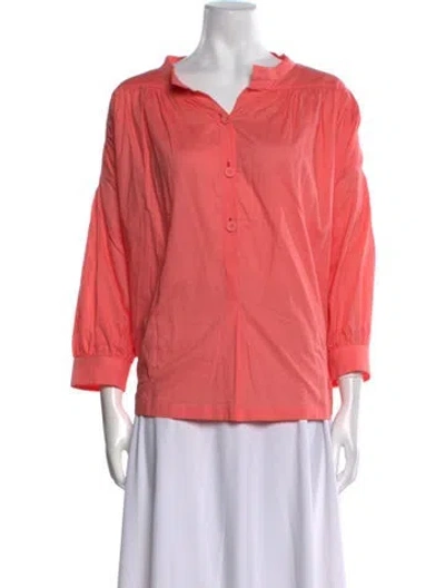 Pre-owned Dovima Paris V-neck Long Sleeve Blouse In Pink