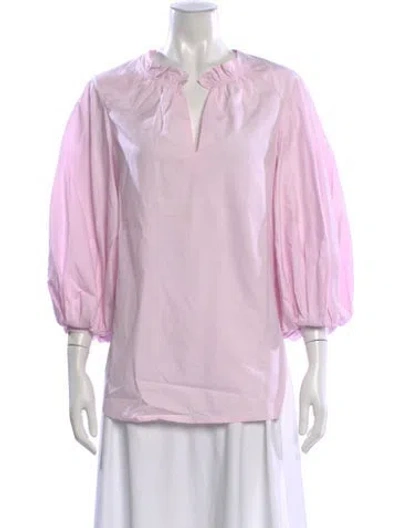 Pre-owned Dovima Paris V-neck Long Sleeve Blouse In Pink