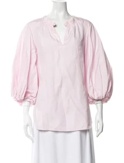 Pre-owned Dovima Paris V-neck Long Sleeve Blouse In Pink