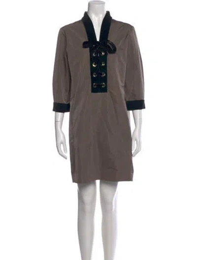 Pre-owned Dovima Paris V-neck Mini Dress In Brown
