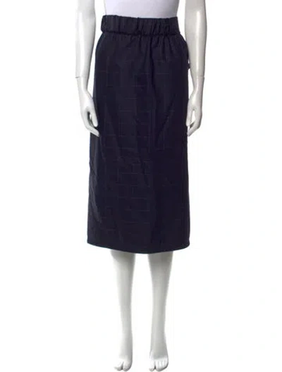 Pre-owned Dovima Paris Wool Plaid Print Skirt Set In Blue