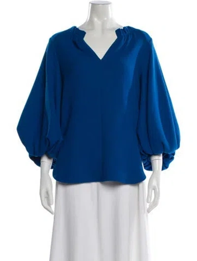 Pre-owned Dovima Paris Wool V-neck Blouse In Blue
