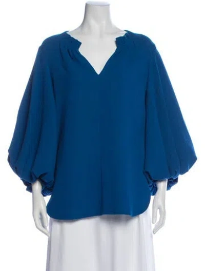 Pre-owned Dovima Paris Wool V-neck Blouse In Blue