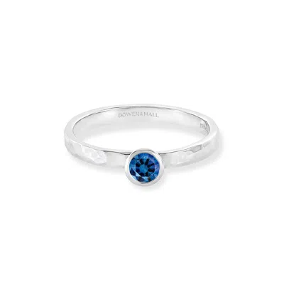 Dower & Hall 14k Blue Sapphire Hammered Twinkle Ring In Silver
