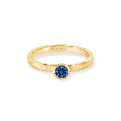 Dower & Hall 14k Blue Sapphire Hammered Twinkle Ring In Blue,gold,silver