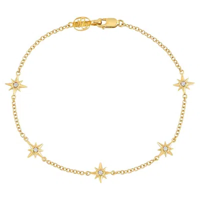 Pre-owned Dower & Hall 14k Gold & Diamond Five Star Bracelet In Multi