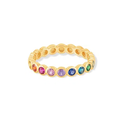 Dower & Hall 14k Gold & Rainbow Sapphire Dotty Half Eternity Ring In Rainbow,gold,silver