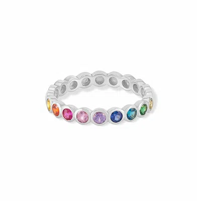 Dower & Hall 14k Gold & Rainbow Sapphire Dotty Half Eternity Ring In Rainbow,gold,silver