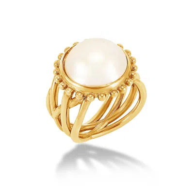 Dower & Hall 14k Gold Anemone Ring With Large Mabe Pearl