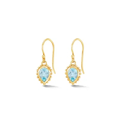 Dower & Hall 14k Gold Anemone Small Teardrop Earrings With Blue Topaz In Orange
