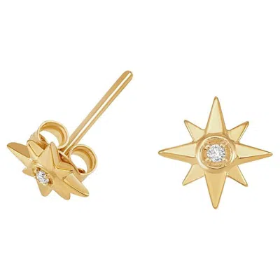 Pre-owned Dower & Hall 14k Gold North Star Diamond Studs In Multi
