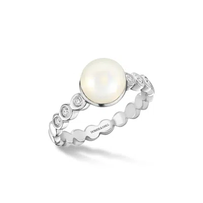 Dower & Hall 14k Gold Solitaire Pearl Dewdrop Ring In Silver