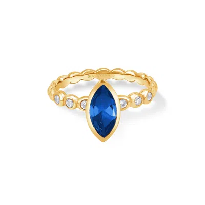 Dower & Hall 14k Marquise Blue Sapphire And Diamond Bubbles Ring In Gold