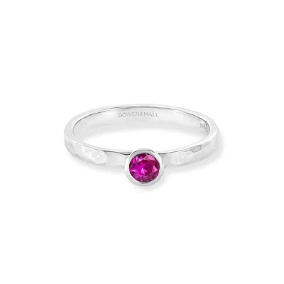 Dower & Hall 14k Pink Sapphire Hammered Twinkle Ring In Silver