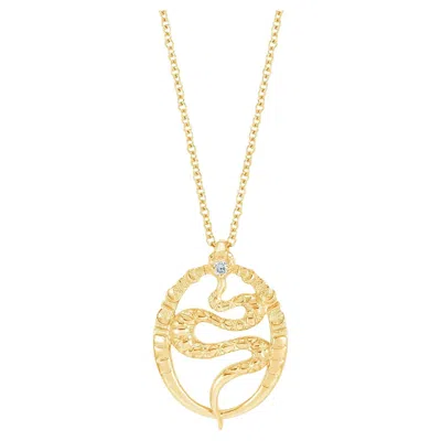 Pre-owned Dower & Hall 14k Yellow Gold & Diamond Snake Talisman Necklace