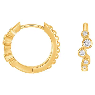 Pre-owned Dower & Hall 14k Yellow Gold Diamond Cascade Huggie Hoops - 0.20ct