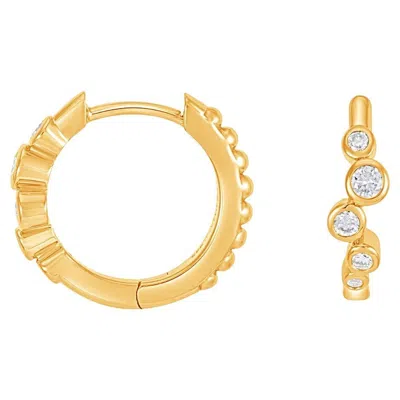 Pre-owned Dower & Hall 14k Yellow Gold Diamond Cascade Huggie Hoops - 0.20ct