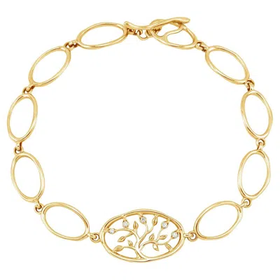 Pre-owned Dower & Hall 14k Yellow Gold Diamond Tree Of Life Talisman Bracelet