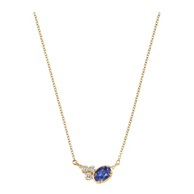 Pre-owned Dower & Hall 14k Yellow Gold Stargazer Oval Tanzanite Pendant