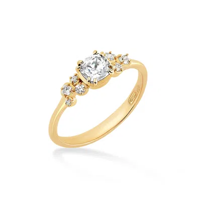 Dower & Hall 18k 5mm Cushion Diamond Stargazer Ring