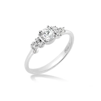 Dower & Hall 18k 5mm Cushion Diamond Stargazer Ring In Gold,white,silver