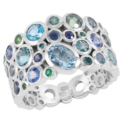 Pre-owned Dower & Hall 18k Bespoke Teal Cascade Ring In Green