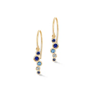 Dower & Hall 18k Blue Sapphire & Aquamarine Cascade Earrings In Transparent